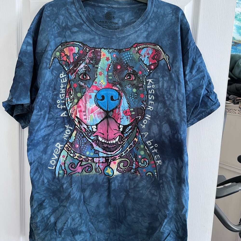 Men's XL "The Mountain" Multicolor Bull Dog T-Shirt Tye dyed Lover Not Fighter